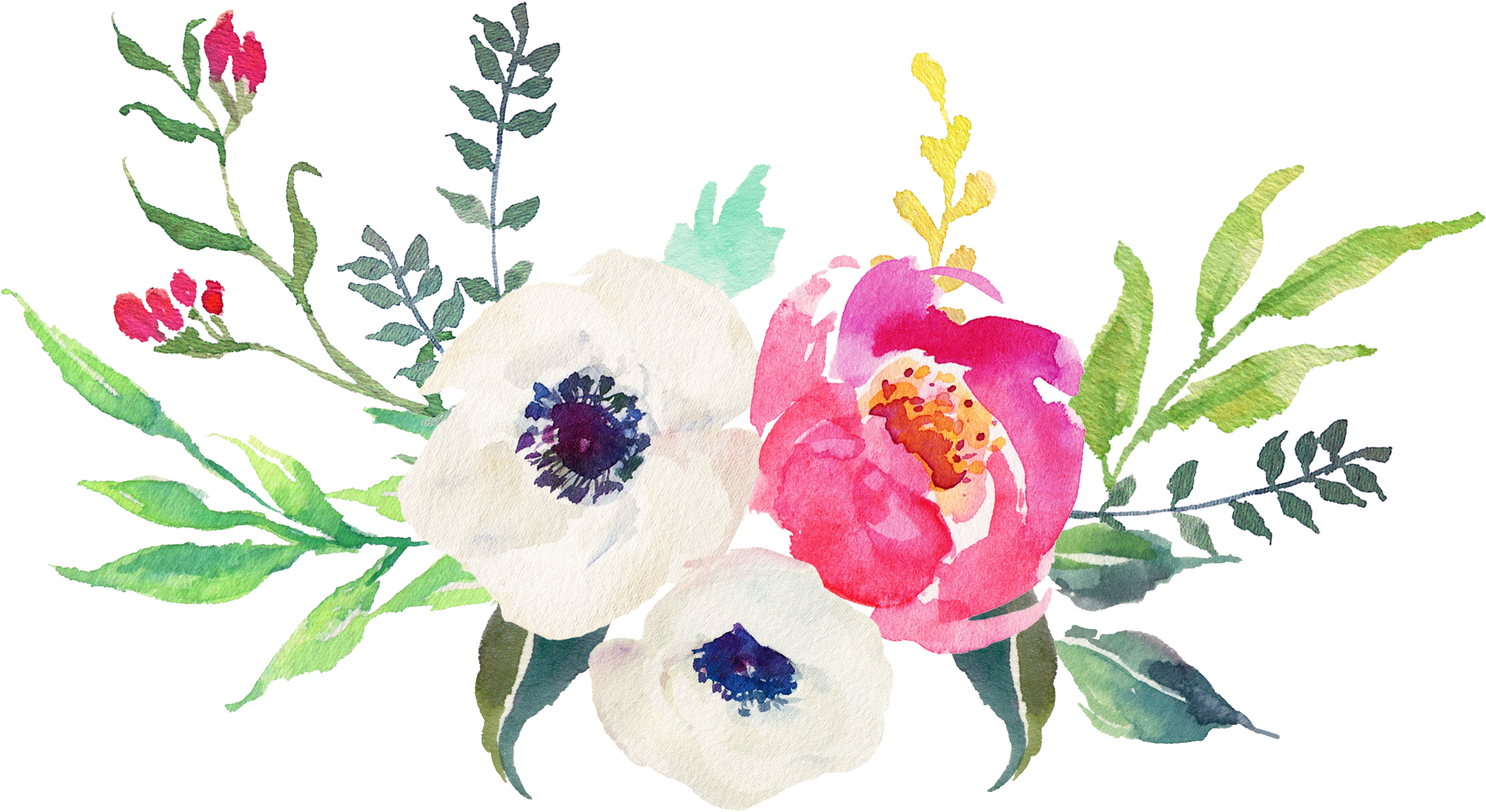 Watercolour - Stickers Tumblr Flowers (2646x1465), Png Download