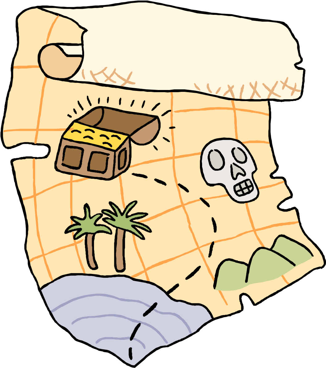 Treasure Map Cartoon Png (1073x1223), Png Download