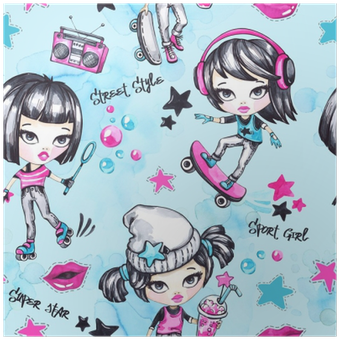 Watercolor Seamless Pattern With Sport Teenagers - Illustration (400x400), Png Download