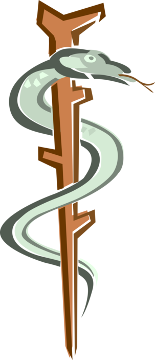 Vector Illustration Of Rod Of Asclepius Symbol For - Rod Of Asclepius (303x700), Png Download