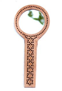 Hand Carved Loquat Wood Jali Hand Mirror - Great Finds Car Coaster (480x320), Png Download