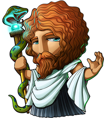 Asclepius Greek God Cartoon (400x480), Png Download