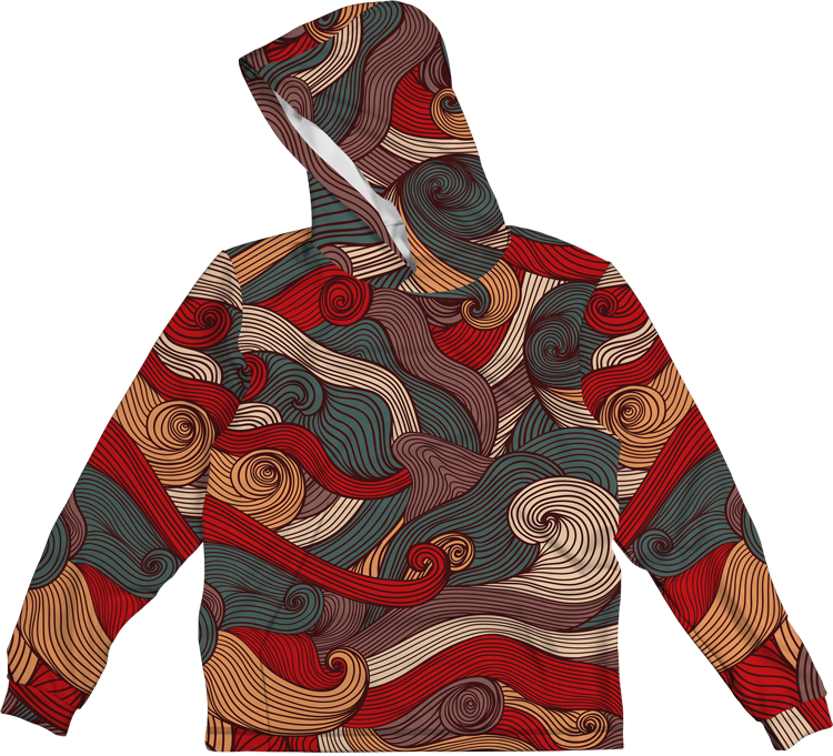Sea Waves Colorful Lightweight Sun Hoodie - Hoodie (750x681), Png Download