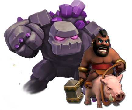 Golem Hog - Clash Of Clans Hog Png (434x362), Png Download