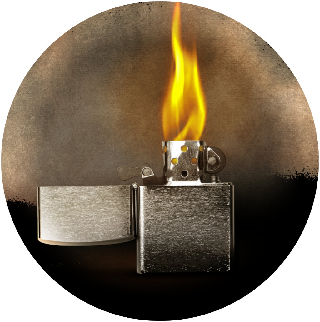 Open Lighter With Flames On Gray Background Wine Stopper (1024x1031), Png Download