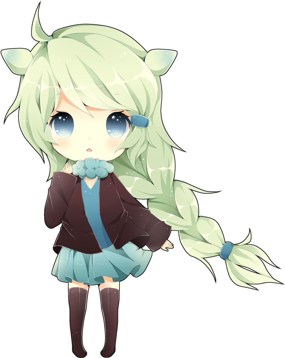 Chibi - Chibi Girl Green Hair (1024x1239), Png Download