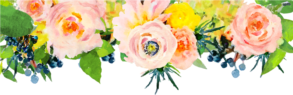 Floral Frame 12-1 - Watercolor Floral Png Pink And Yellow (1200x700), Png Download