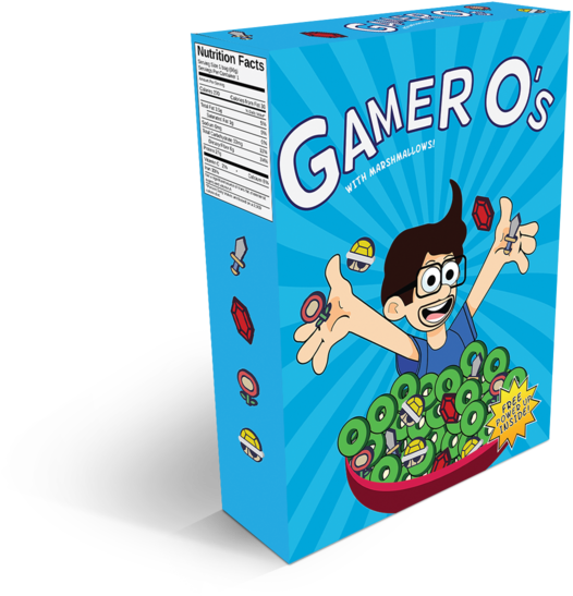 Gamer O's Cereal Box (1000x750), Png Download
