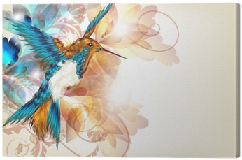 Colorful Vector Design With Realistic Hummingbird And - Gotham Decor Abstract Hummingbird Decorative Round (400x400), Png Download