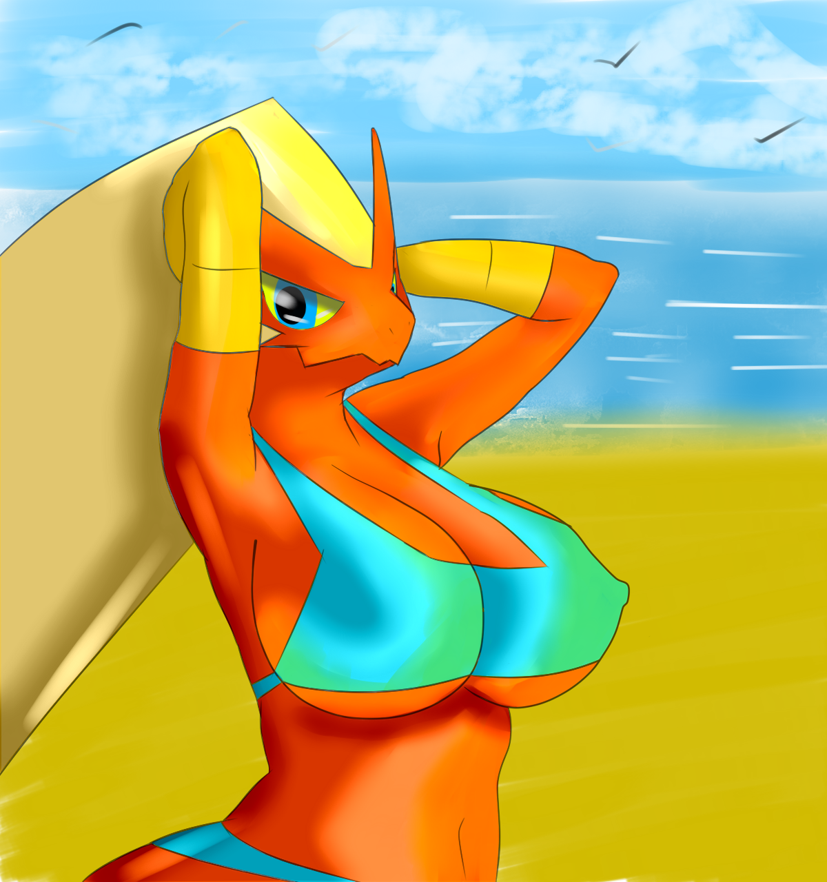 Hot Blaziken - Cartoon (1200x1280), Png Download