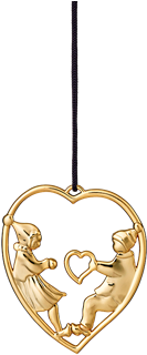 Elves In A Heart H7 5 Gold Plated - Png Christmas Lights Gold (460x460), Png Download