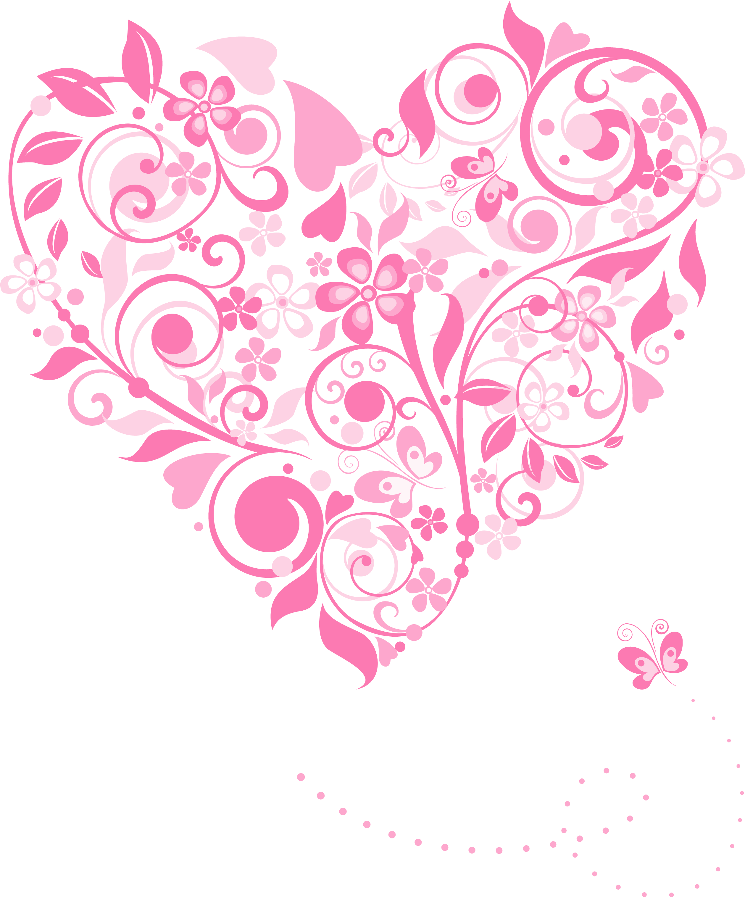 Clipart Hearts Decoration - No Background Flower Heart (2673x3130), Png Download