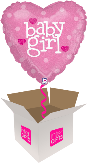 Baby Girl Pink Hearts - Pink Baby Girl 18" Mylar Heart Shape Balloon (568x568), Png Download