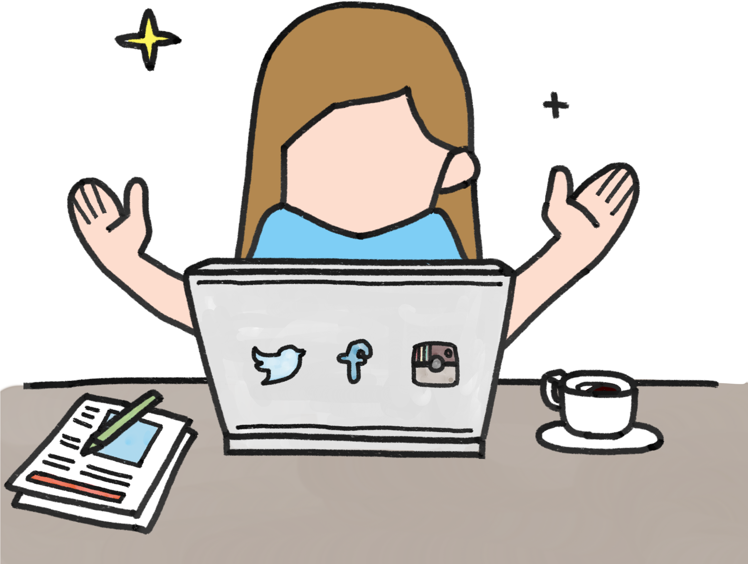 Selfies In The Classroom With Instagram - Role Of Media Cartoon (1280x995), Png Download