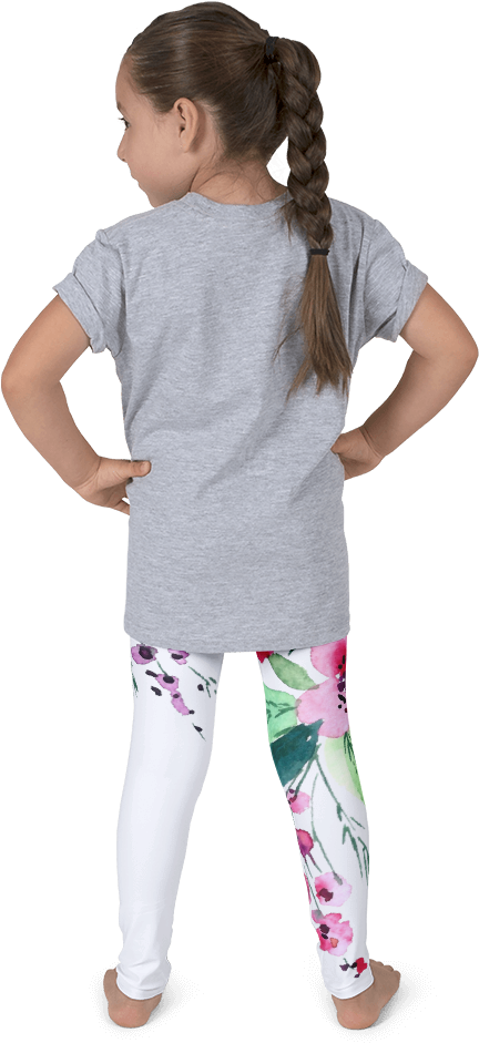 Watercolor Flowers Kid's Leggings - Cow Print Leggings Girls (1000x1000), Png Download