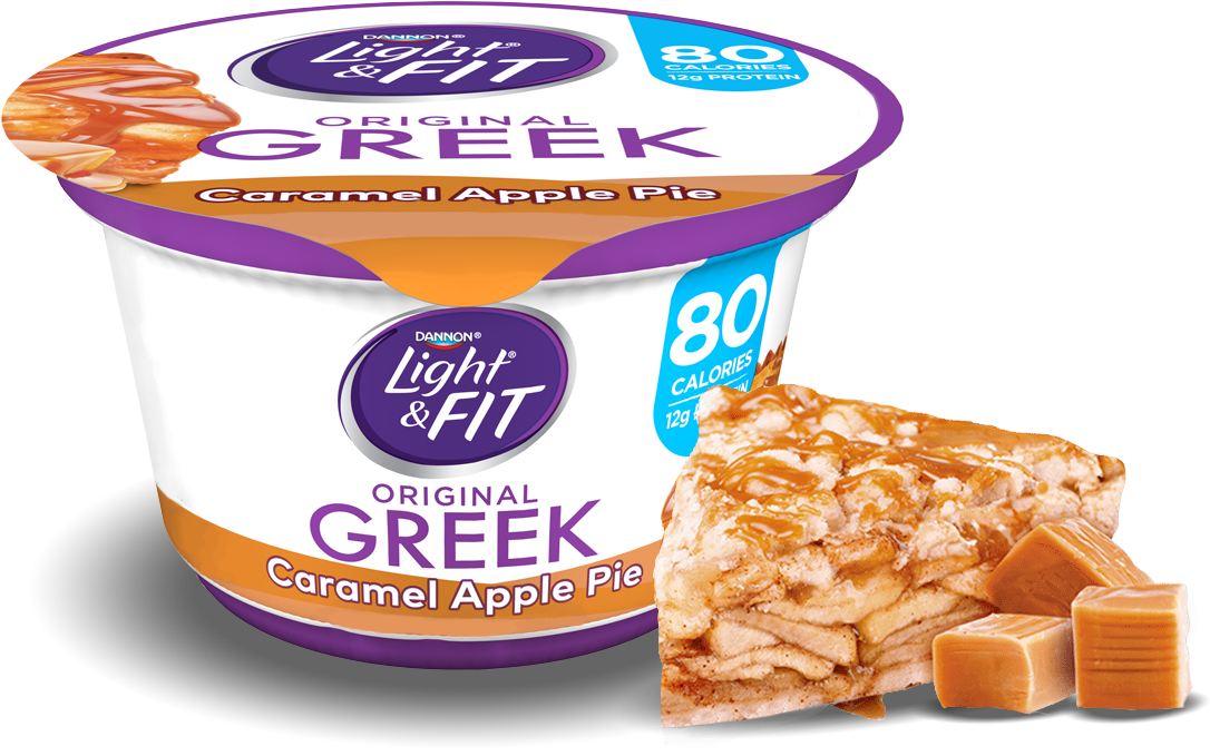 Caramel Apple Pie Greek Yogurt - Light & Fit Yogurt, Greek, Nonfat, Vanilla - 5.3 (1140x810), Png Download