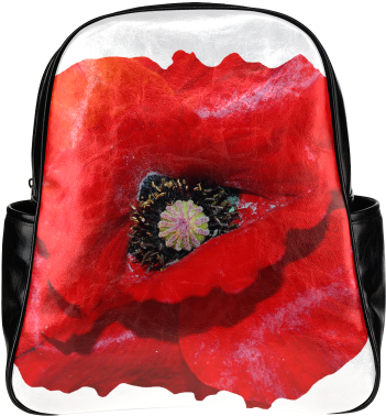 Poppy Flower Multi-pockets Backpack - Leather Backpack (500x500), Png Download