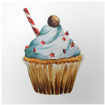 Cupcake Watercolor (400x400), Png Download