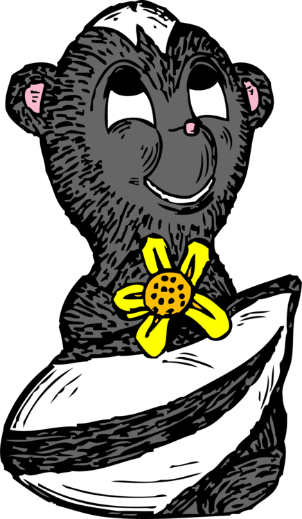 Download Line Art Drawing Free Commercial Clipart Animal - Best Gift - Skunk With A Flower Hoodie/t-shirt/mug (436x750), Png Download