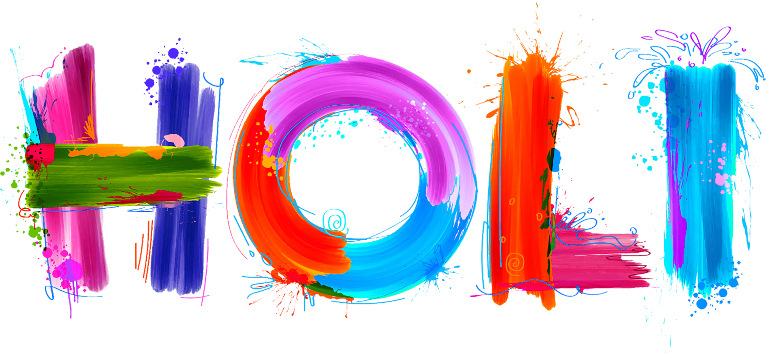 Holi Png Free Download - Happy Holi Word Png (2778x2083), Png Download