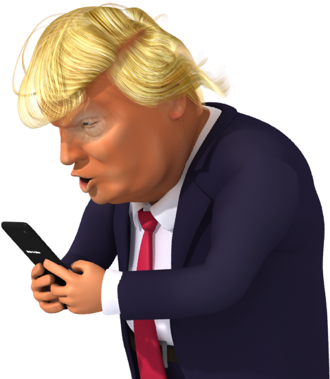 Confused Trump Png Banner Black And White - Trump Tweeting On His Phone (600x600), Png Download