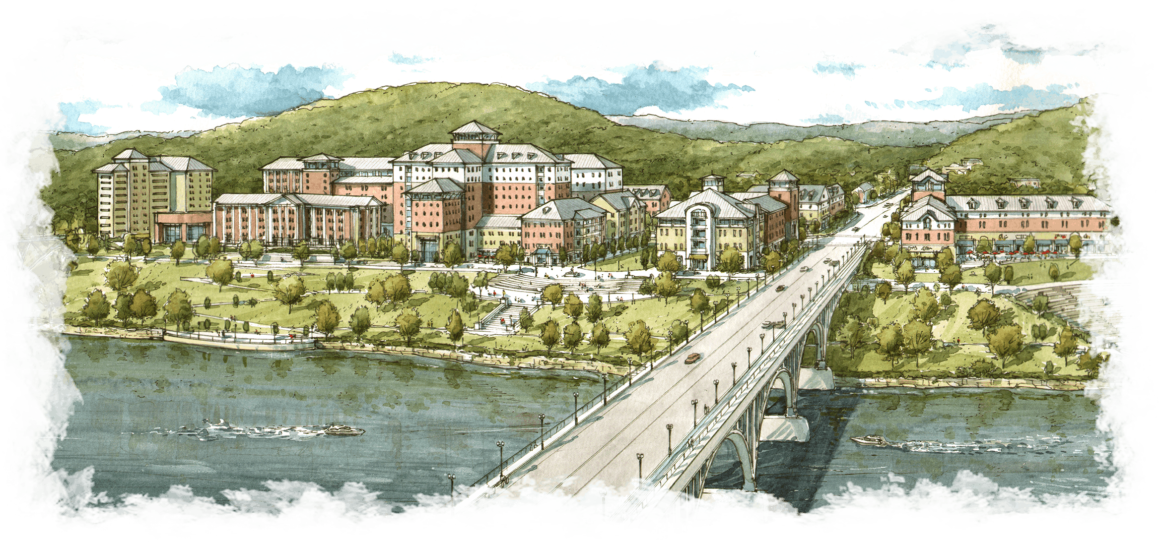 The Baptist Hospital - Suspension Bridge (2337x1093), Png Download