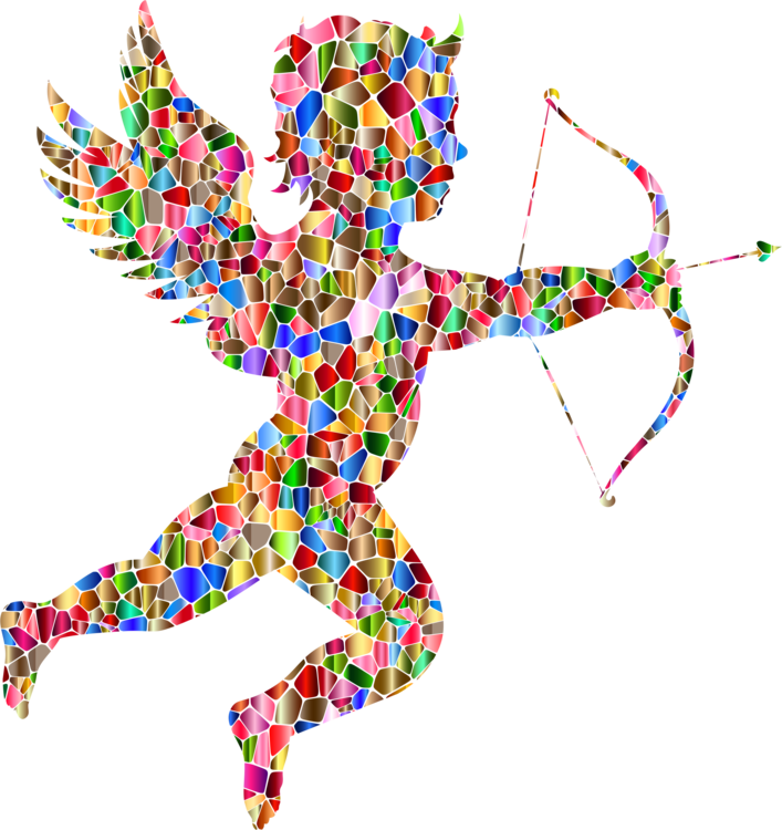 Cupid Cherub Love Paint By Number Painting - Prismatic Rainbow Unicorn Throw Blanket (707x750), Png Download