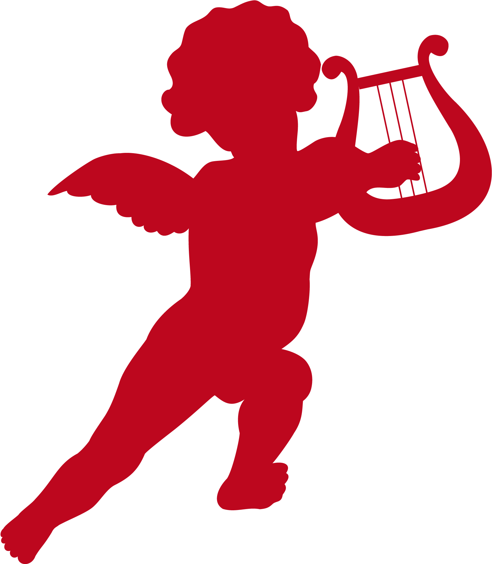 Cupid With Harp Transparent Png Clip Art Image - Cupid (1818x2040), Png Download