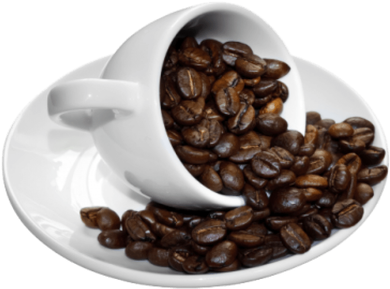 Coffee Beans Cup - Coffee Beans With Cup Png (400x306), Png Download