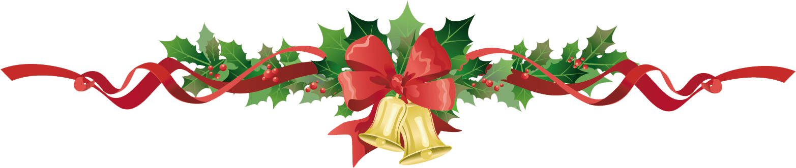 Poinsettia Garland Clipart Christmas Garland Bells - Christmas Page Borders Png (1565x331), Png Download