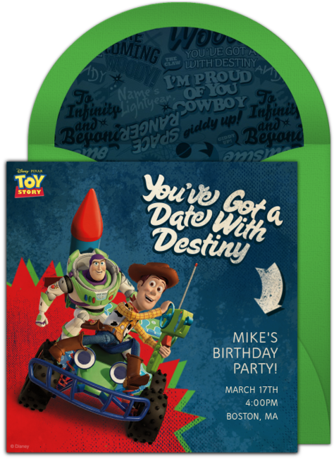 Toy Story Woody & Buzz Online Invitation - Birthday Boy Disney Toy Story Birthday Card (650x650), Png Download