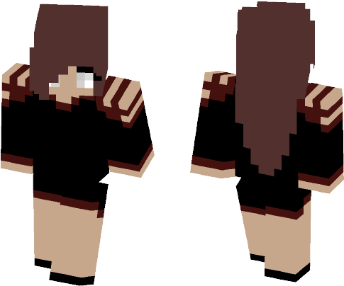 Herobrine Girl In A Black Dress - Tan (584x497), Png Download