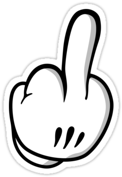Hand Stickers Pinterest Draw - Mickey Mouse Middle Finger Png (375x360), Png Download