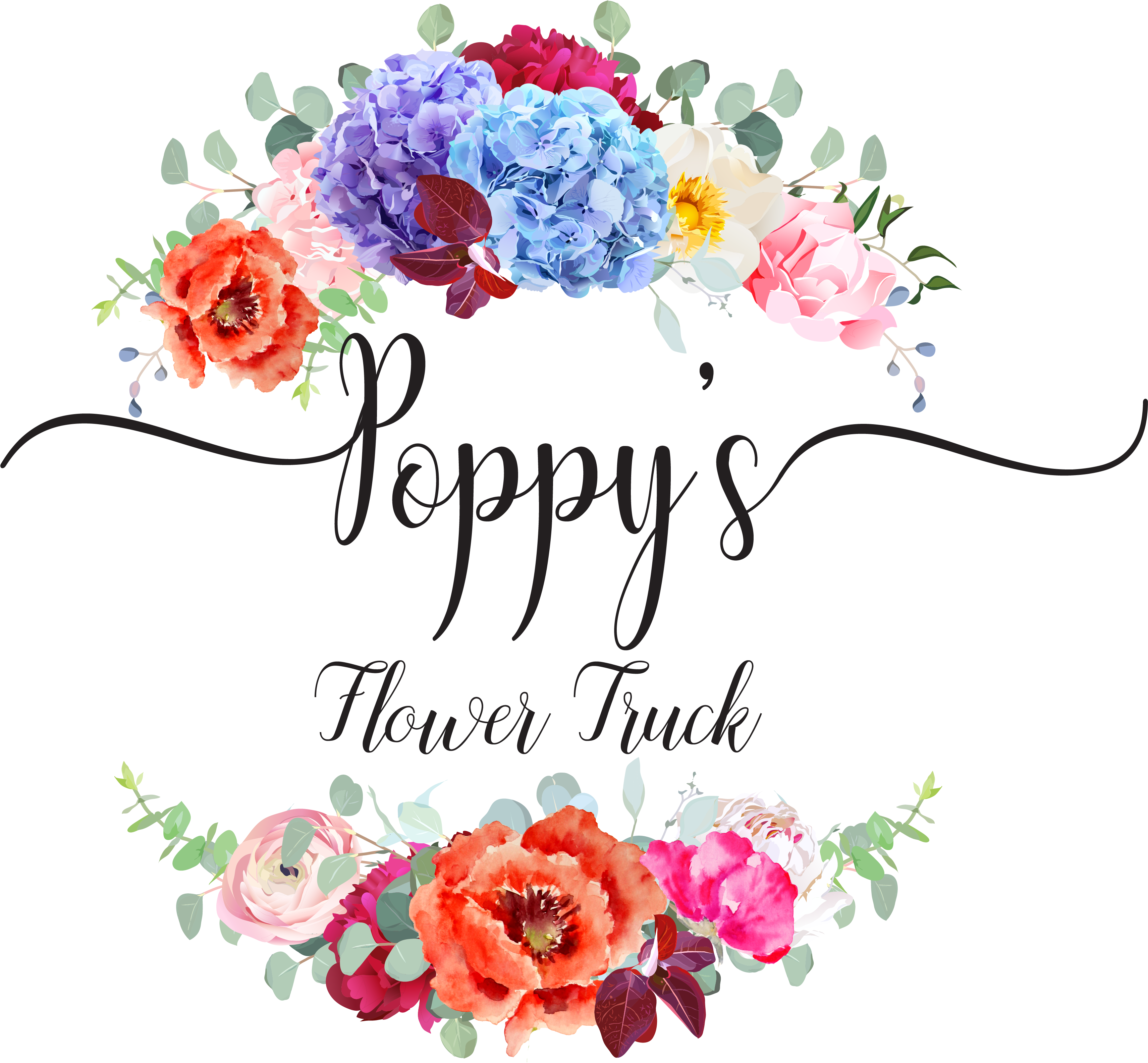 Poppy's Flower Truck - Watercolor Red Oreintal Poppy Shower Curtain (3444x3173), Png Download