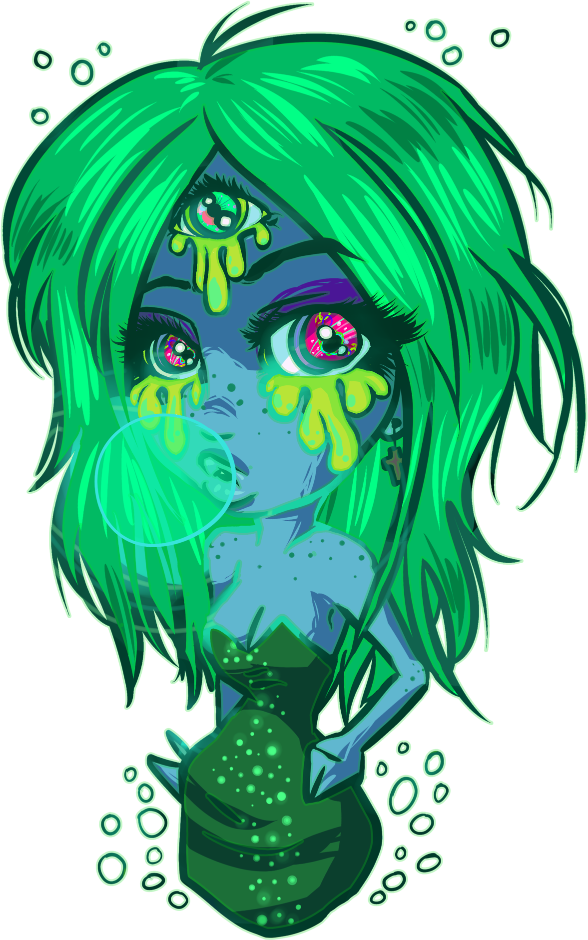 Aliens Alien Girls Three Eyes Third Eye Alien Girl - Illustration (1238x1920), Png Download