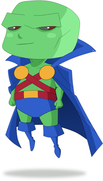 Martian Manhunter - Martian Manhunter Chibi Drawing (341x670), Png Download
