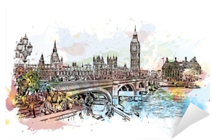 Watercolor Sketch Of Big Ben London, Uk In Vector Illustration - Big Ben (400x400), Png Download