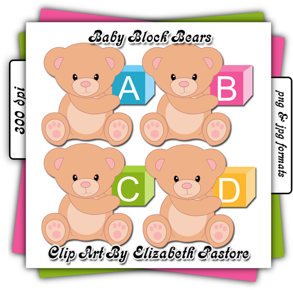 Bear Baby Blocks Clip Art Consist Of 26 Different Images - Clip Art (600x600), Png Download
