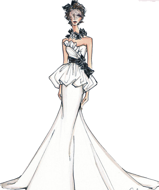 Drawing Dress Designer Bride Sketch - Drawing (510x663), Png Download