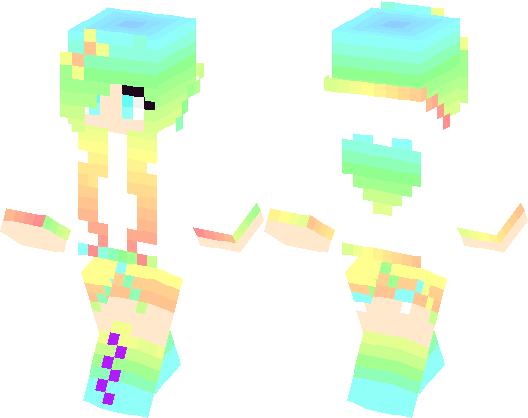 Minecraft Blue Bear Skin Girl (528x418), Png Download