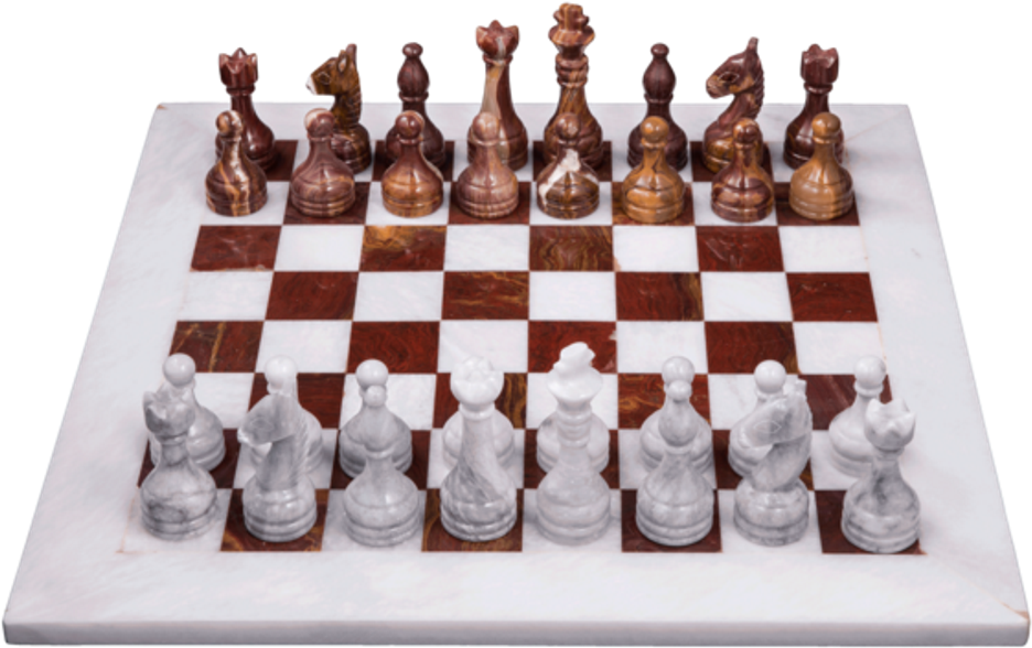 Red & White Marble Chess Set (1000x640), Png Download