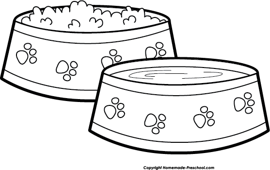 Free - Dog Bowls Clipart Black Background (557x350), Png Download