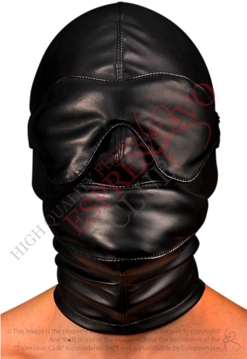 Bdsm-gear For Men Leather Bondage Hood With Soft Blindfold - Mask (500x750), Png Download