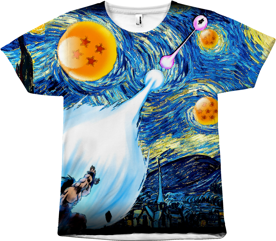 Goku Kamehameha Vs Vegeta Galick Gun Van Gogh Starry - Dbz Starry Starry Night (1024x1024), Png Download