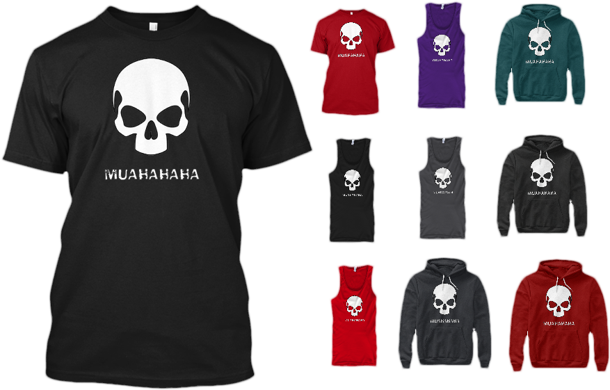 Muahahaha Evil Skull Tshirt - T-shirt (877x561), Png Download