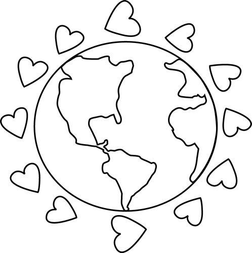 Globe Black And White Earth Clipart Black And White - Love Clip Art Black And White (498x500), Png Download