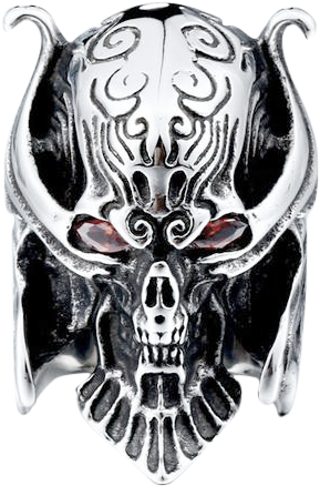 Evil Skull Ring - Cool Big Punk Stainless Steel Men's Unique War Skull (600x600), Png Download