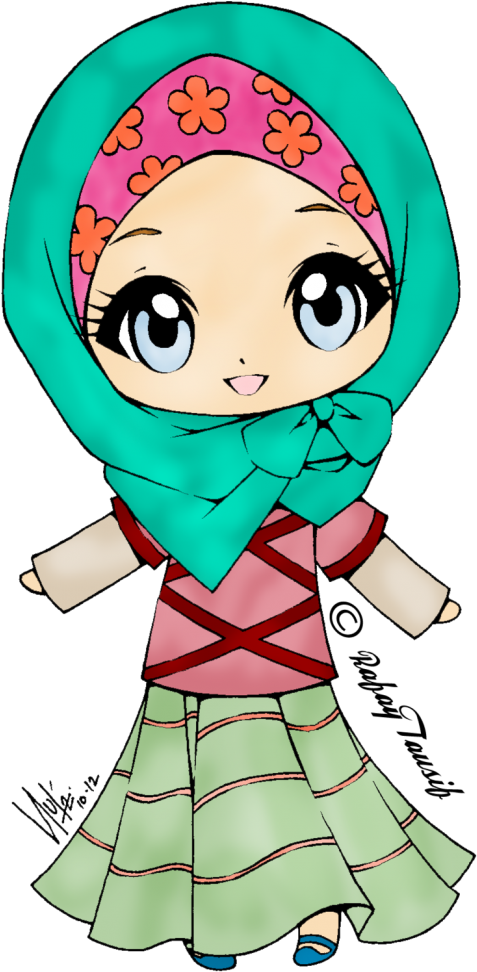 Cute Muslimah - Muslim Girl Clipart (585x1039), Png Download