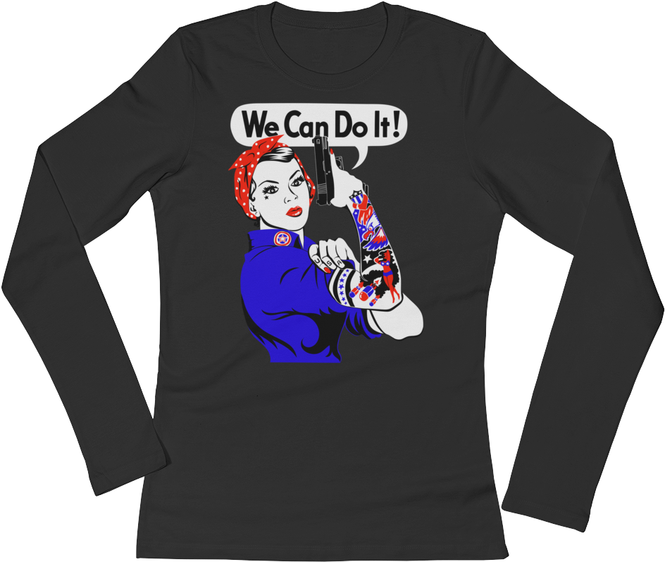 Women's Rosie The Riveter Long Sleeve - Shirt (1000x1000), Png Download