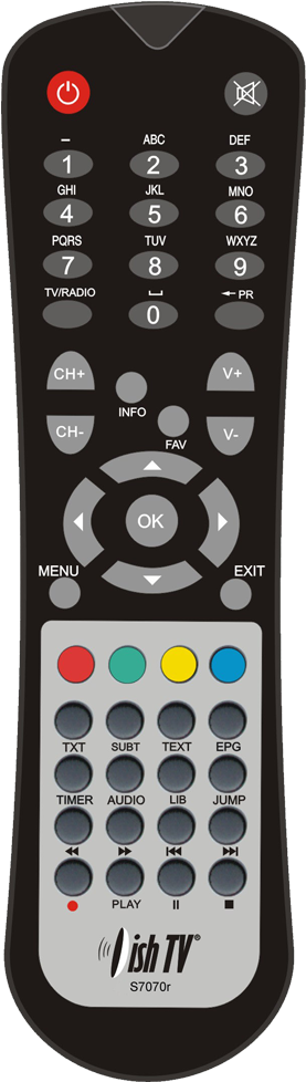 Remote Control For Dishtv S7070r/s7080 - Television (1000x1000), Png Download